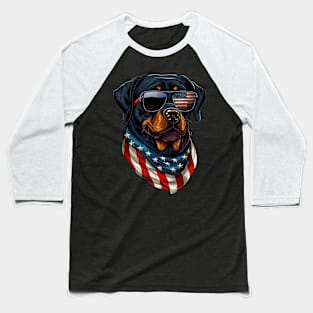 Rottweiler 4th of July American Flag Glasses Stay cool Men Baseball T-Shirt